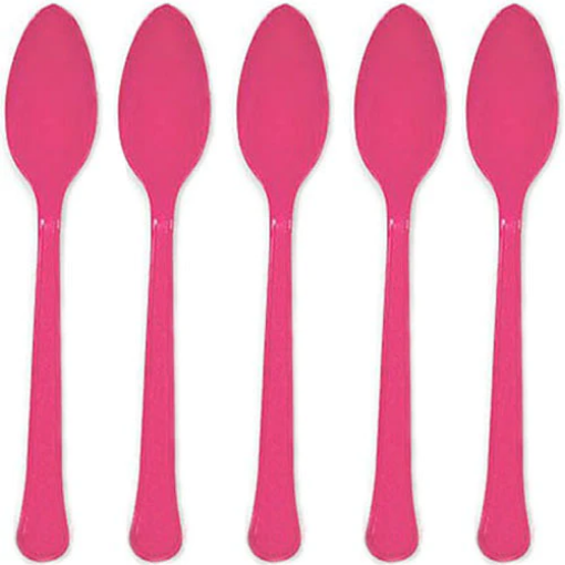 Picture of Bright Pink Plastic Spoons 24 Pcs
