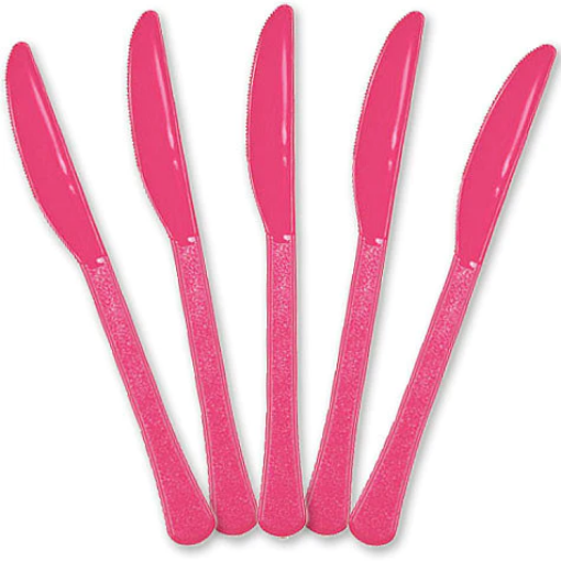 Picture of Bright Pink Plastic Knives 24Pcs