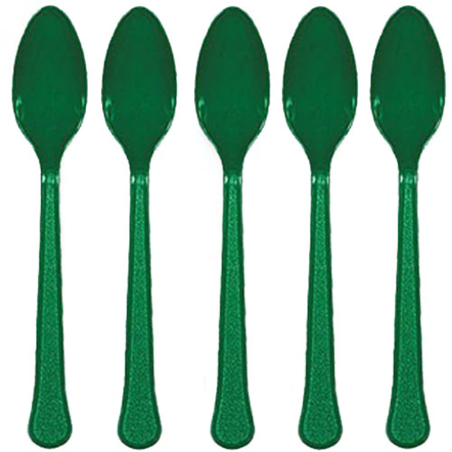 Picture of  Festive Green Plastic Spoons 24 Pcs