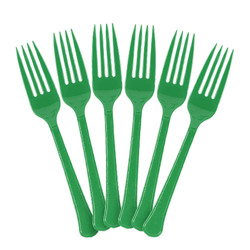 Picture of Festive Green Plastic Forks 24 Pcs