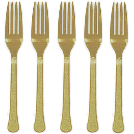 Picture of Golden Plastic Forks 24 pcs