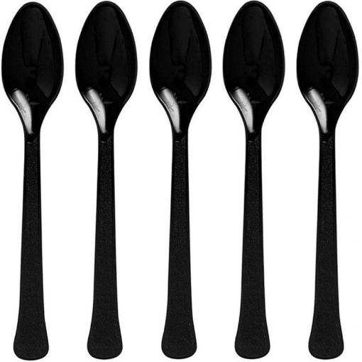 Picture of Jet Black Plastic Spoons 24 Pcs