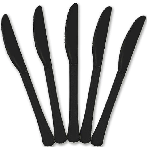 Picture of  Jet Black Plastic Knives 24 Pcs