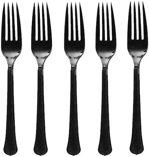 Picture of Jet Black Plastic Forks 24 Pcs