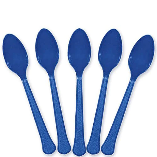 Picture of Bright Royal Blue Plastic Spoon 24 Pcs