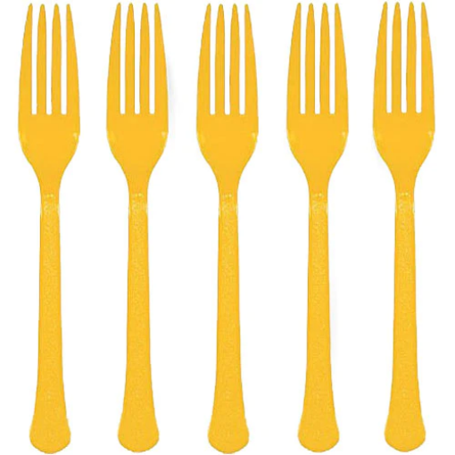 Picture of Yellow Sunshine Plastic Forks 24 Pcs