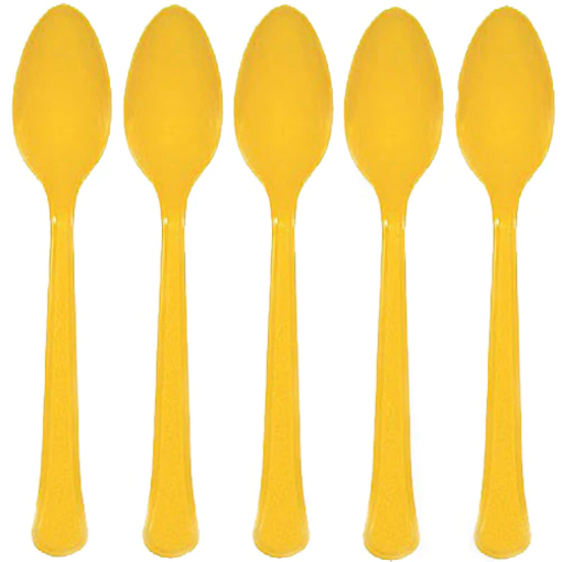 Picture of Yellow Sunshine Plastic Spoons 20 Pcs