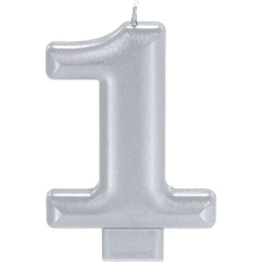 Picture of Silver Number 1 Birthday Candles