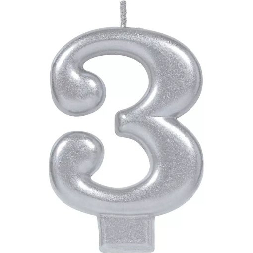 Picture of Silver Number 3 Birthday Candle