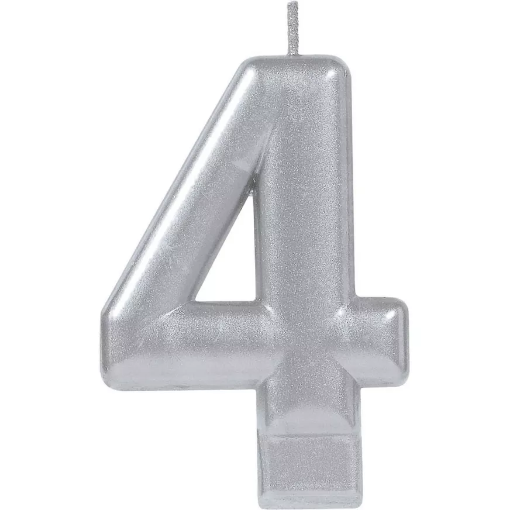 Picture of Silver Number 4 Birthday Candle