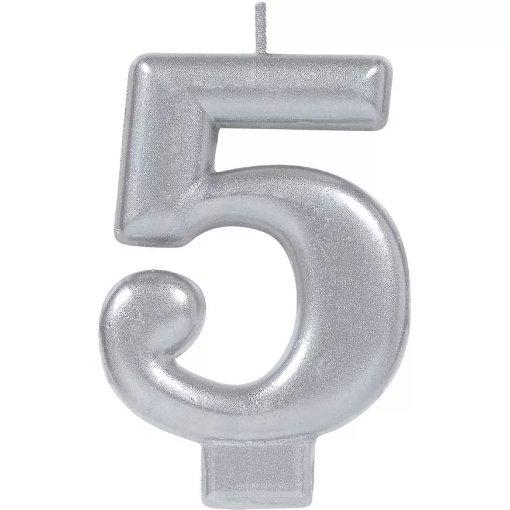 Picture of Silver Number 5 Birthday Candle