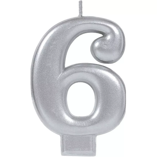 Picture of Silver Number 6 Birthday Candle