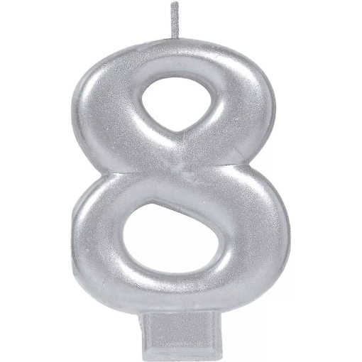 Picture of Silver Number 8 Birthday Candle