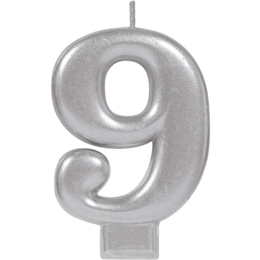 Picture of Silver Number 9 Birthday Candle