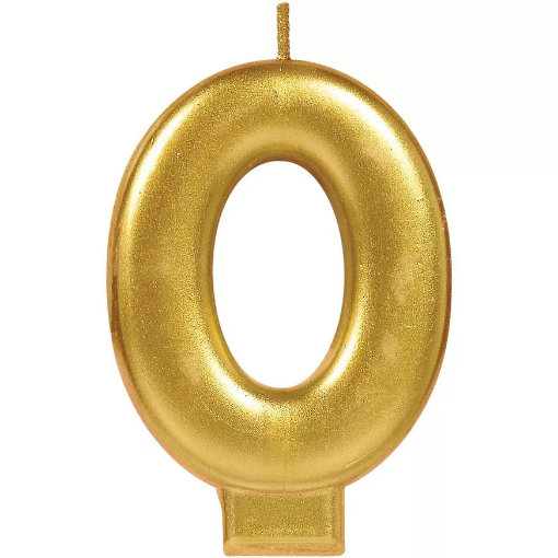 Picture of Golden Number 0 Birthday Candle