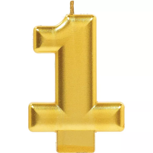 Picture of Golden Number 1 Birthday Candle