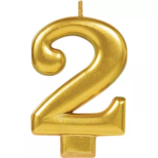 Picture of Golden Number 2 Birthday Candle