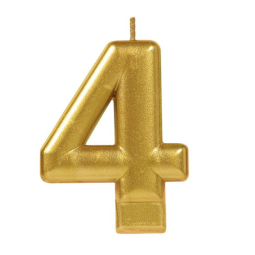 Picture of Golden Number 4 Birthday Candle
