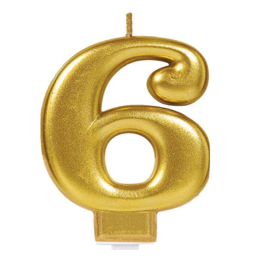 Picture of Golden Number 6 Birthday Candle