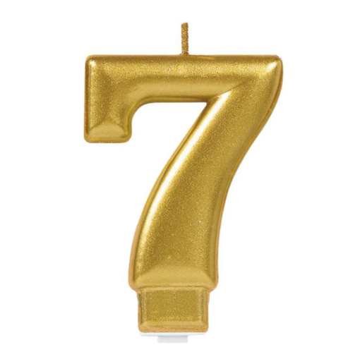 Picture of Golden Number 7 Birthday Candle