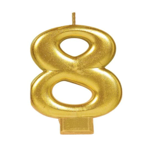 Picture of Golden Number 8 Birthday Candle