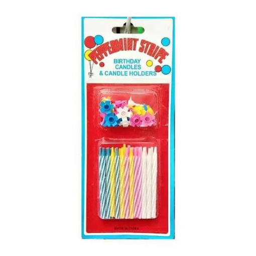 Picture of Peppermint Stripe Rainbow Birthday Candles 