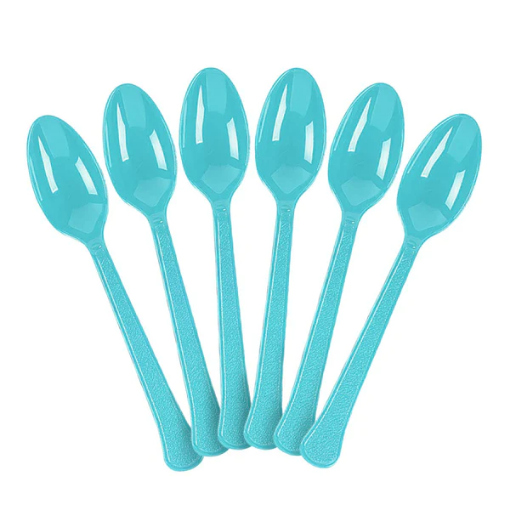 Picture of Teal Green Plastic Spoons 24 pcs