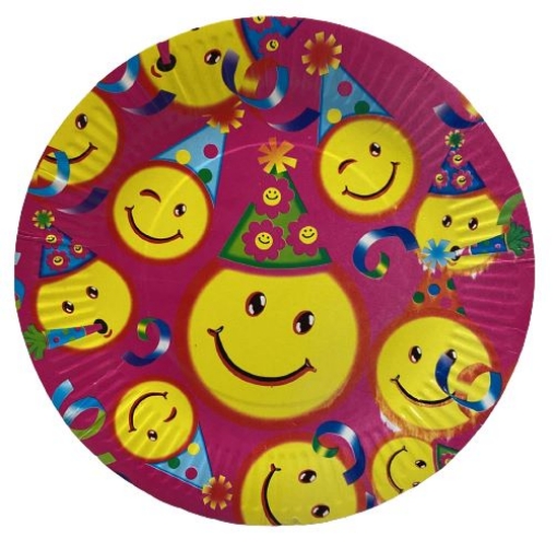Picture of Smiley Round Paper Plates 9in, 10pcs