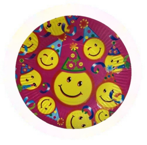 Picture of Smiley Round Paper Plates 7in, 10pcs