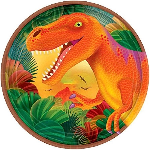 Picture of Dinosaur Round Paper Plates 9in, 10pcs