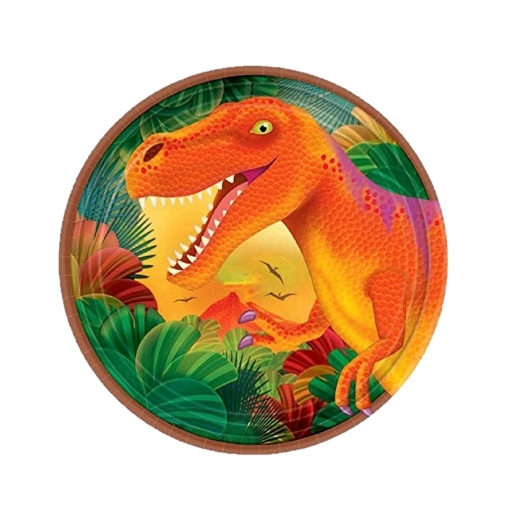Picture of Dinosaur Round Paper Plates 7in, 10pcs