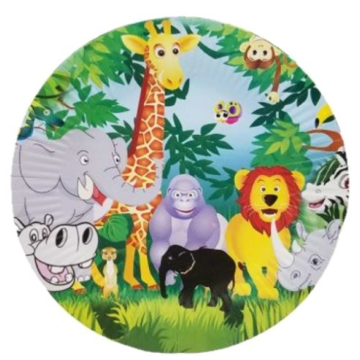 Picture of Jungle Animals Round Paper Plates 9in, 10pcs