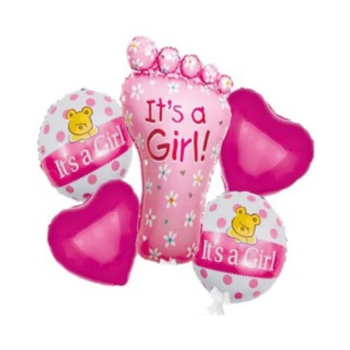 Picture of Its A Girl Balloon Bouquet 5pcs