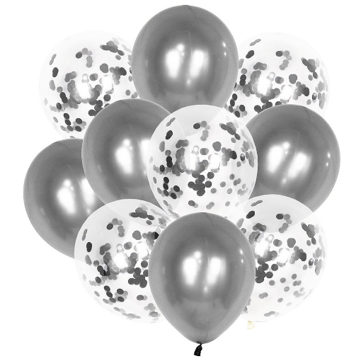 Picture of Black And Grey balloons Set 10 pcs 