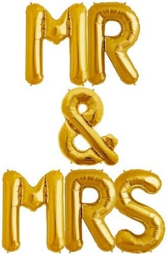 Picture of Golden Mr &Mrs Letters Foil balloon 