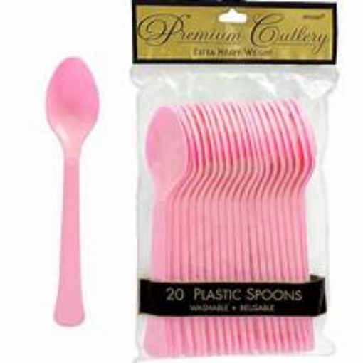 Picture of Light Pink Plastic Spoons 20 Pcs