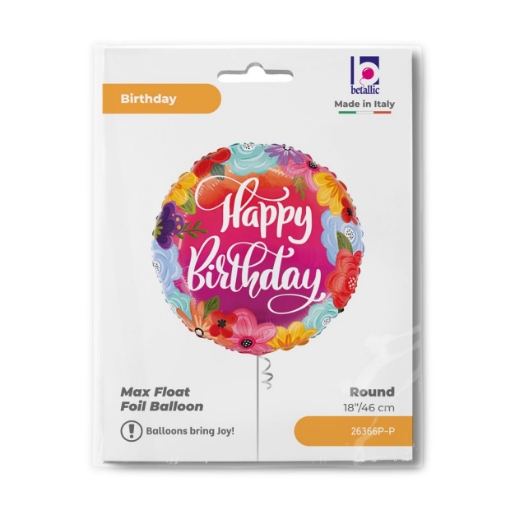 Picture of Happy Birthday Floral Foil Balloon