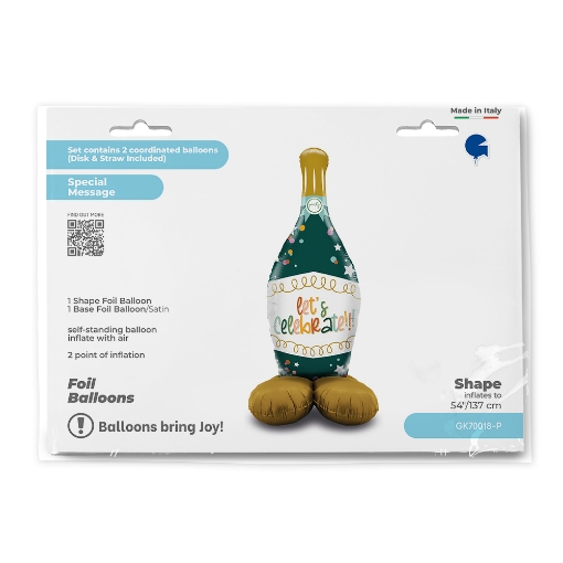 Picture of Champagne Bottle Foil Balloon Set – Self-Standing (54 Inches)
