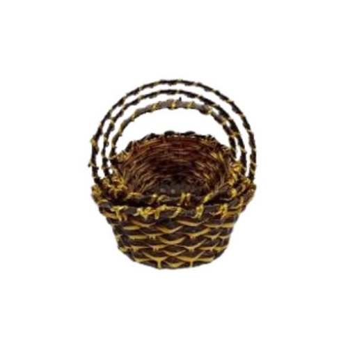 Picture of Woven Handle Basket – Dark Brown & Yellow
