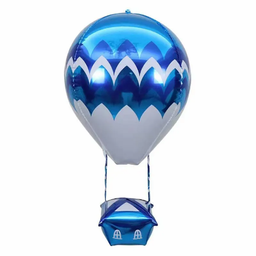 Picture of Hot Air Balloon Foil Balloon – Blue and White 