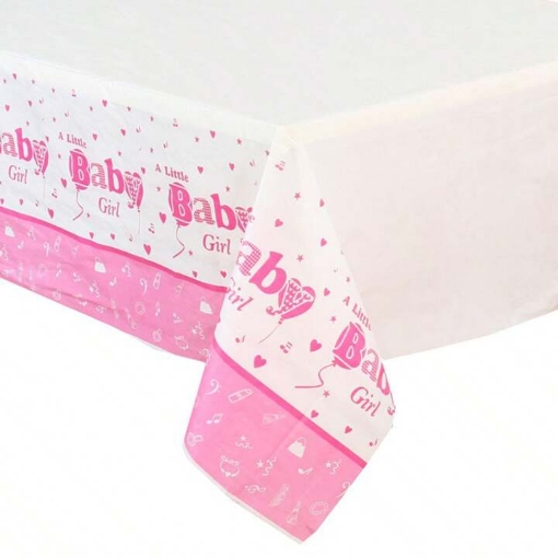 Picture of Pink Baby Girl Table Cover – Adorable Baby Shower Table Decor