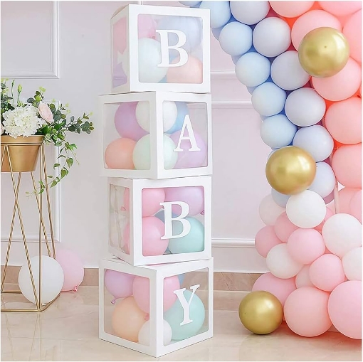 Picture of BABY Balloon Display Boxes – White Transparent (4 Pieces)