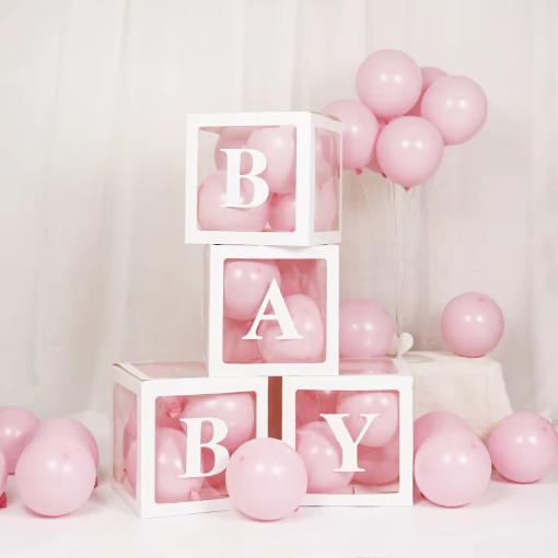 Picture of BABY Balloon Display Boxes – Pink Set (4 Pieces)