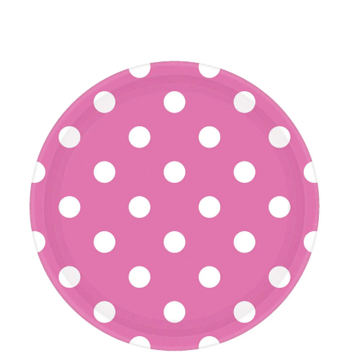 Picture of Bright Pink Dots Paper Plates 10 Pcs.