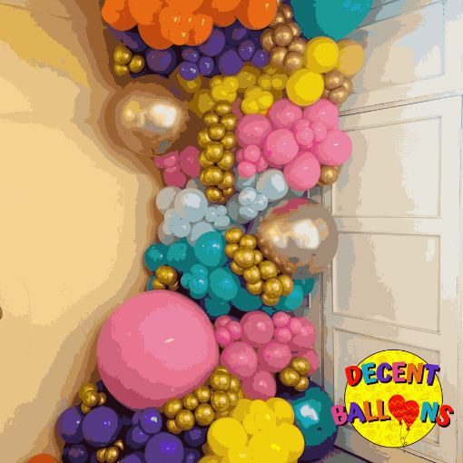 Picture of Decent Metallic Balloon Birthday Decor – Elegant & Vibrant Celebration Setup