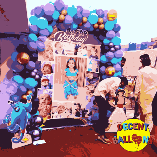 Picture of Royal Genie Balloon Birthday Decor – Magical & Vibrant Celebration Setup