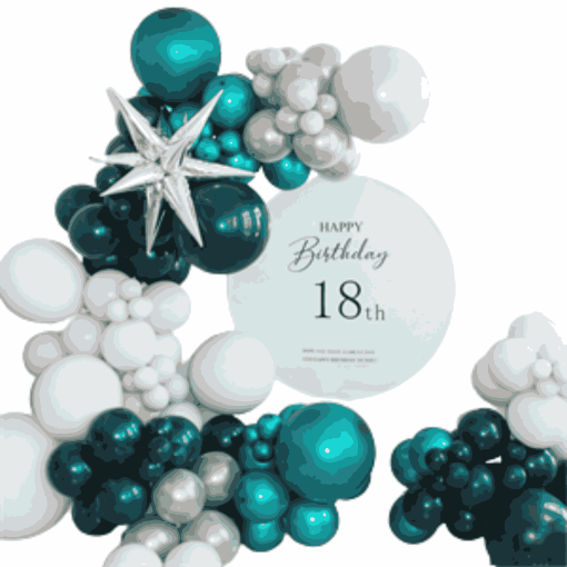 Picture of Balloon Decoration Set – White, Metal Green & Dark Green