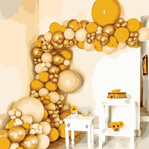 Picture of Retro Sand White & Gold Balloon Decoration Set – Elegant Party Decor