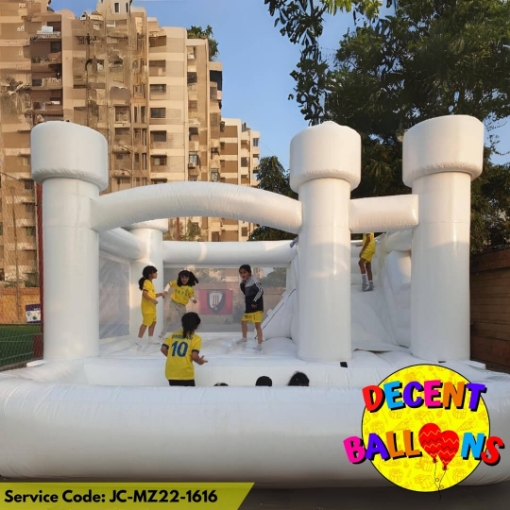 Picture of White Castle Ball Pit Slide Jumping Castle – Rent for Elegant Kids’ Party Fun