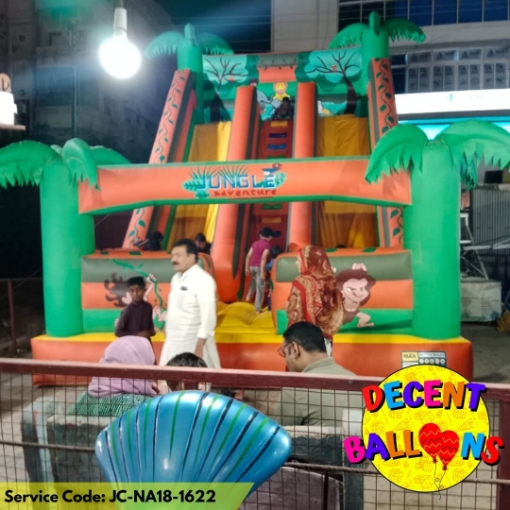 Picture of Jungle Adventure Twin Slide Jumping Castle – Rent for Safari-Themed Kids’ Parties in Karachi